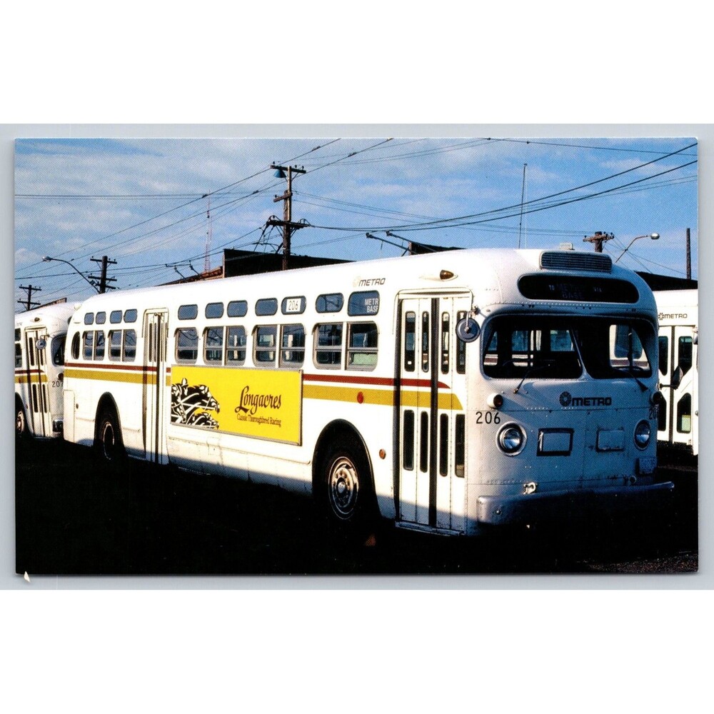Seattle Metro Bus #206 GM TDH-5106 Longacres 1980 Vintage Transit Postcard